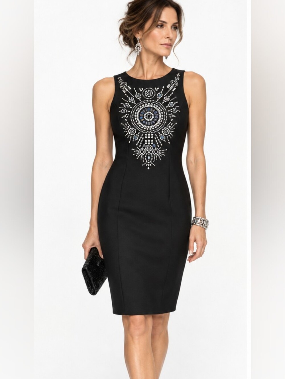 Alexia Admor Dress Beaded Embellished Black Sheath Chic NWT